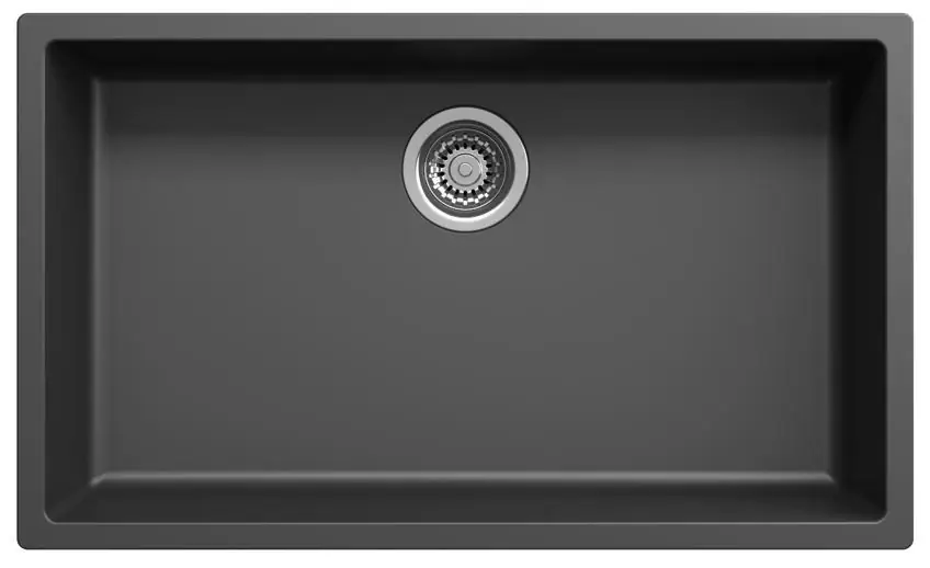 Begränsad tid Stor svart diskho, 70 x 40 cm, för under- och ovanmontering, med automatisk rostfri avloppsplugg 1208971861