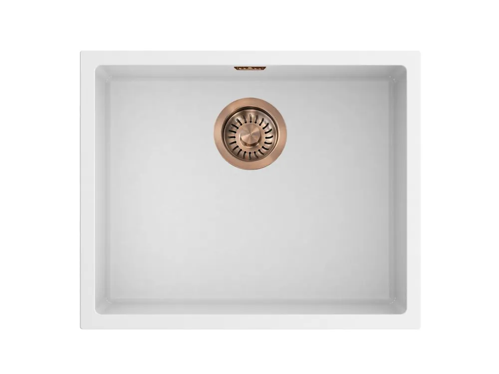 Lägg i varukorgen Pure.Sink Eternal Quartz vit diskho 50x40 cm, infälld och undermonterad med kopparpropp