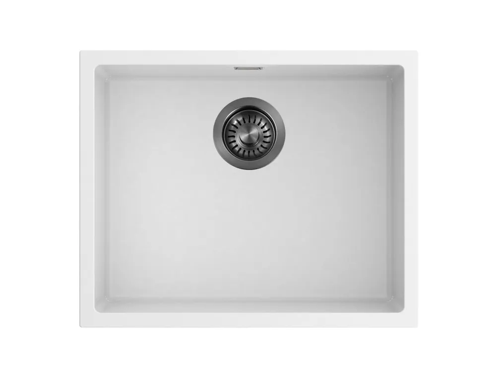 Pure.Sink Eternal Quartz vit diskho 50x40 cm, för infälld montering och undermontering, med plugg i gun metal Endast idag