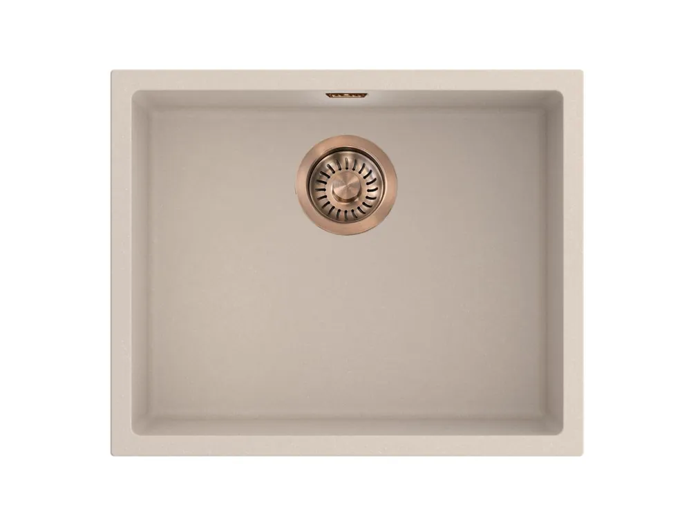 Pure.Sink Eternal Quartz Coffee cream Diskho 50x40 cm, infälld och undermonterad med kopparplugg Expressleverans