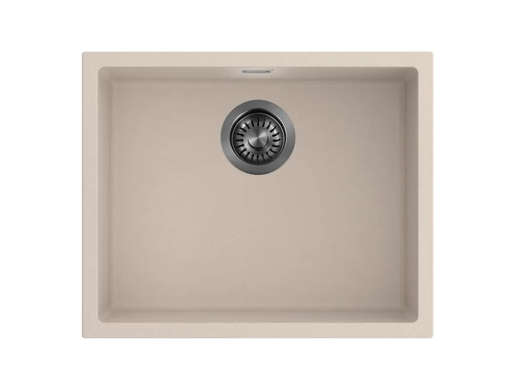 Pure.Sink Eternal Quartz Coffee cream Diskho 50x40 cm, infälld och undermonterad med plugg i färgen Gun Metal Sänkt pris