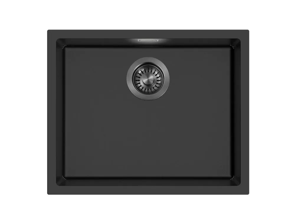 prisnedsättning Pure.Sink Eternal Quartz svart diskho 50x40 cm, infälld och undermonterad med automatisk avloppsplugg i gunmetal