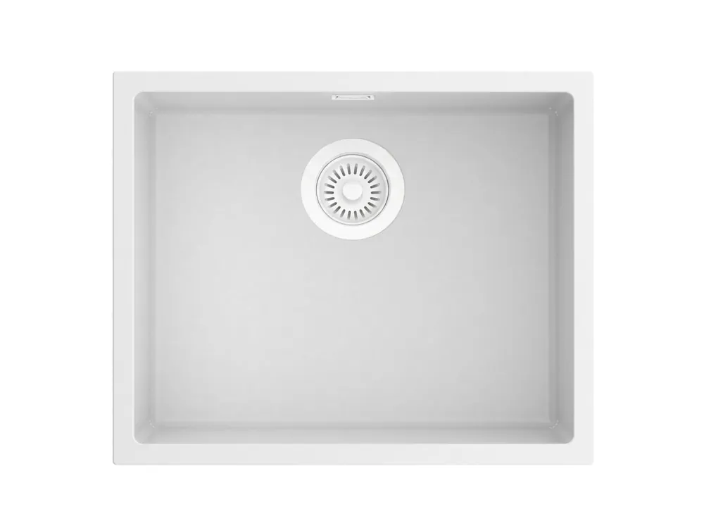 Pure.Sink Eternal Quartz vit diskho 50x40 cm, infälld och undermonterad med automatisk vit propp Sista chansen