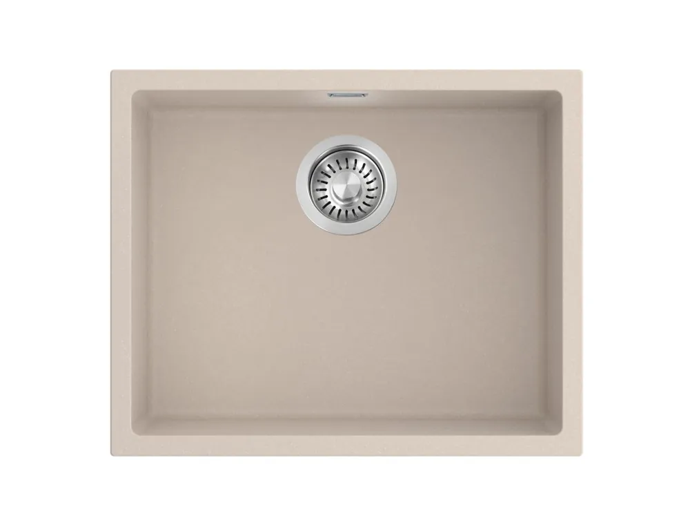 Outlet Pure.Sink Eternal Quartz Coffee cream Diskho 50x40 cm, infälld och undermonterad med automatisk rostfri avloppsplugg