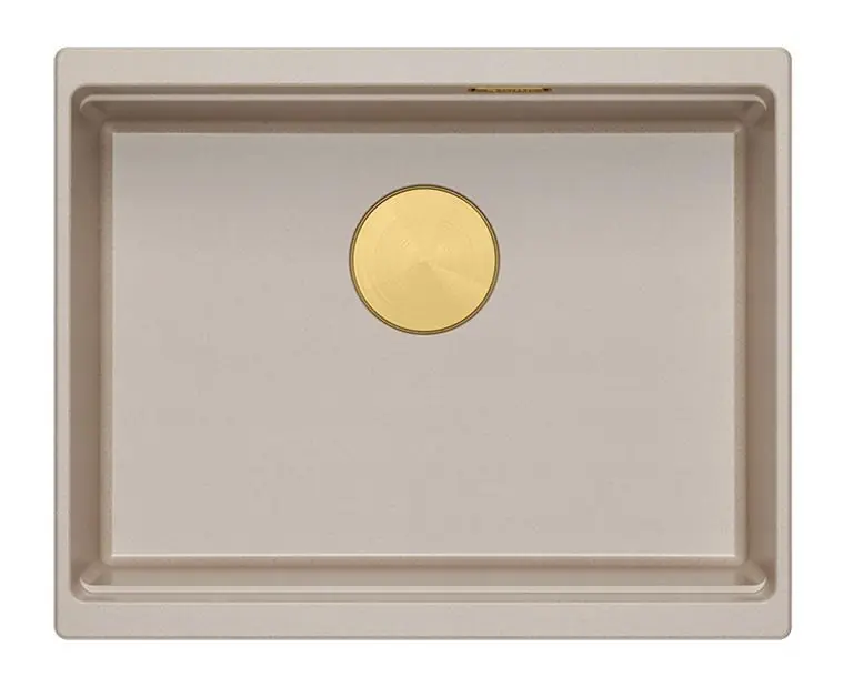 Endast idag Quadri Newport II granit undermonterad beige diskho 560x450mm med guldplugg och avloppslock 1208971765