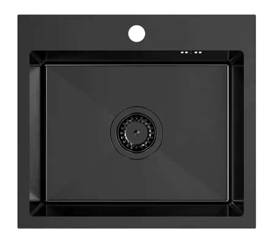 Handla nu Quadri Dixton 50 svart Nano PVD rostfri stål diskho 500x450 mm med kranhål ovanpå 1208967082