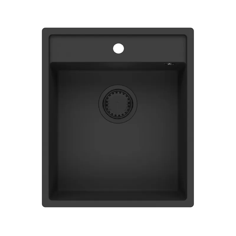 GraniteMy Bremen granitho diskbänk 44x52 cm svart ovanpåliggande undermontering och planmontering med kranhålsbänk 1208953870 Begränsat erbjudande