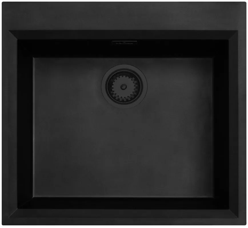 Begränsad tid Svart installationshandfat 58x53 cm med kranhål och svart propp 1208956761