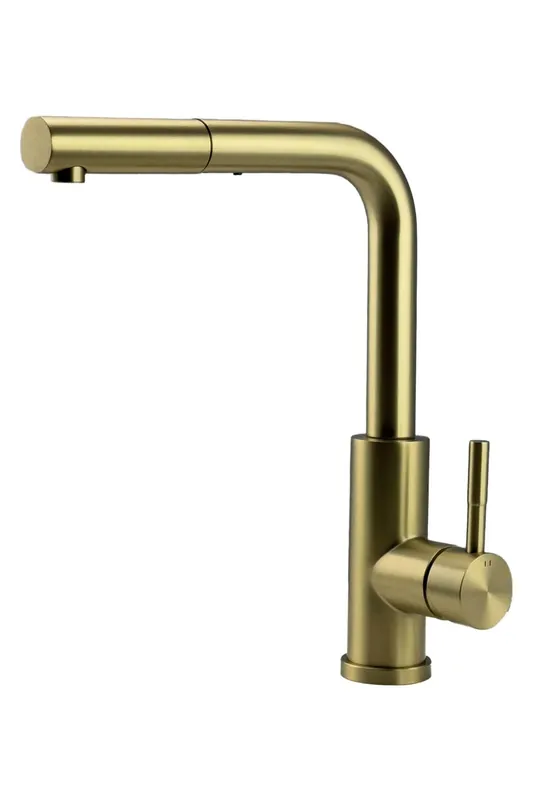 Snabb frakt Pure.Sink Elite Steel Spark-S köksblandare i PVD-behandlat borstat guld med utdragbar pip PS8041-60