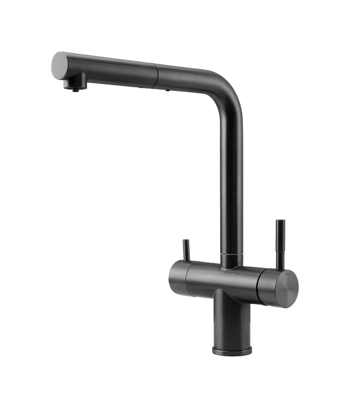 Pure.Sink Elite Steel Clear-S PVD gun metal 3-vägs Kökskran med Utdragbart Utlopp och Filtrerat Vatten PS8120-61 Köp nu