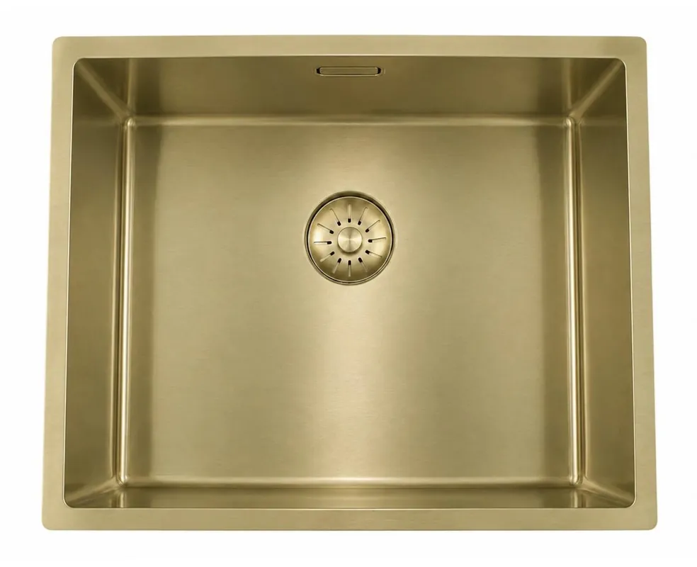 I lager Pure.Sink Comfort PVD-gulddiskho 50 x 40 cm, 10 mm radie, för undermontering, infälld montering och påbyggnad PCM5040-60