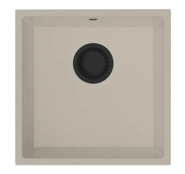 Nyhet GraniteMy Universal granit beige sands köksvask 40x40 cm ovanpå, under och planmontering med svart plugg 1208967232