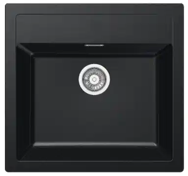 Rea Franke Sirius 2 S2D 610.50 plast svart diskbänk 56x53cm överbyggnad med kranhål 114.0271.940