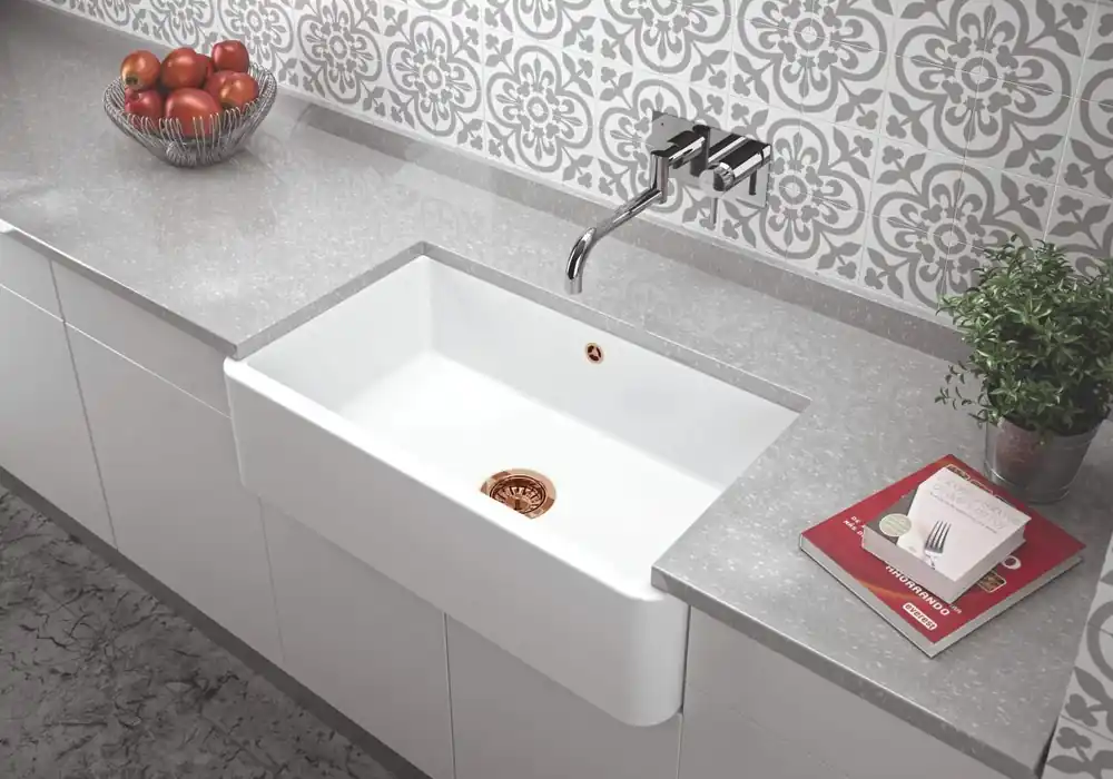 Ausmann Ceramic Mira Keramisk Vit Diskbänk - Underbyggnad och Mellanbyggnad 795 x 460 mm med Kopparplugg 1208971467 Beställ nu