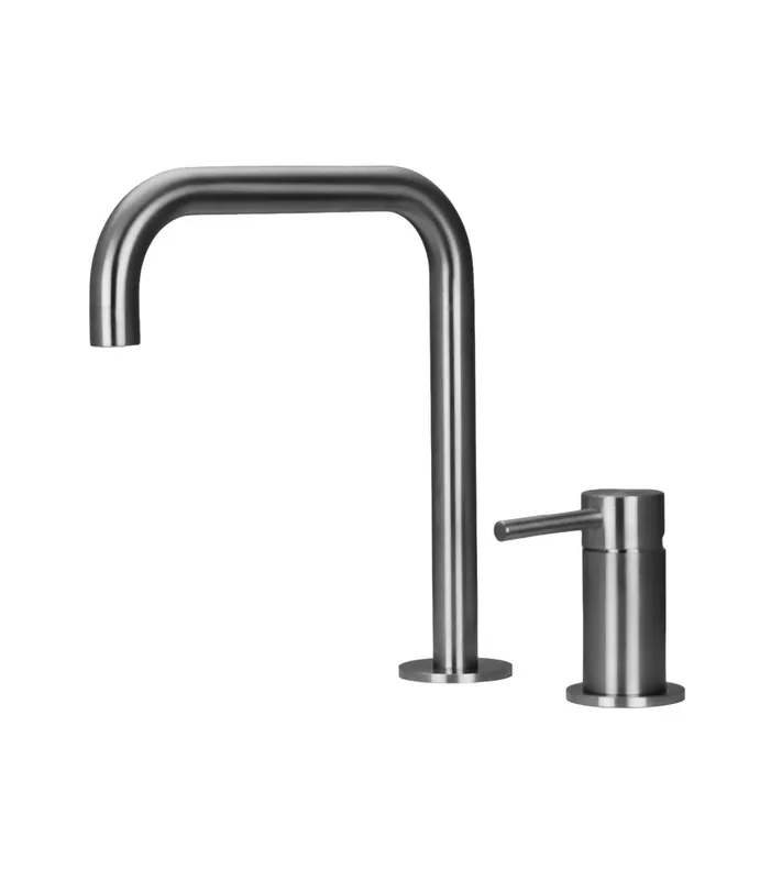 Pure.Sink Luxion 2-håls massiv rostfri köksblandare med U-utlopp PLX2HU-02 Begränsat antal