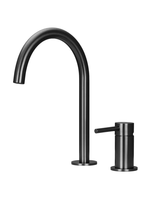 Rabatt Pure.Sink Luxion 2-håls Gun metal kökskran med rund utlopp PLX2HR-61