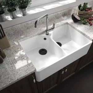 Ausmann Ceramic Mira Keramisk Vit Dubbel Diskho - Underbyggnad och Mellanbyggnad 793 x 450 mm med kranhålsbänk och Svart plugg 1208971479 Endast idag