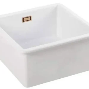Ausmann Ceramic Ember Keramisk Vit Fyrkantig Diskho För Uppbyggnad och Inbyggnad 40 x 40 cm med Kopparplugg 1208971482 Rabatt