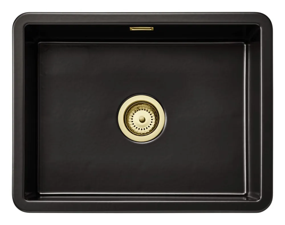 Premium Ausmann Ceramic Ember Keramisk Matt Svart Diskho - Överbyggnad och Underbyggnad 54 x 40 cm med Guldplugg 1208971496