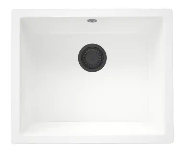 GraniteMy Universal Granit Vit Diskho 50x40 cm ovanpåliggande, undermonterad och planmonterad med gun metal plugg - 1208967925 Begränsat antal
