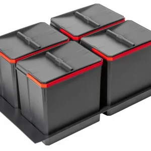 Sista chansen Garbi Basket B-80-4-G sorteringssystem för avfall för låda 80 cm inkl. hållare och 4 x 15 liters avfallsbehållare 1208957478
