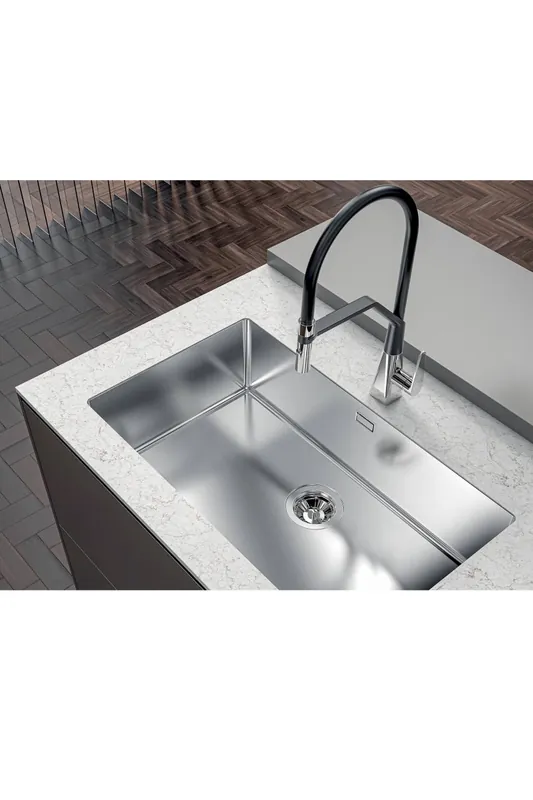 Säker betalning Foster Phantom Slimline Rostfritt Stål Diskbänk 71x40cm Undermonterad för keramiska bänkskivor 1208971121