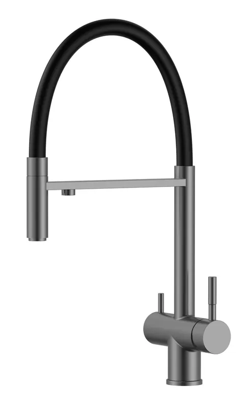 prisnedsättning Pure.Sink Elite Steel Flex 3-vägs PVD gun metal kökskran med flexibel utlopp och Filtrerat vatten PS8110-61