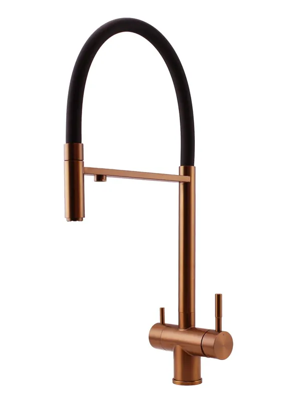 Pure.Sink Elite Steel Flex 3-vägs PVD koppar kökskran med flexibel utlopp och Filtrerat Vatten PS8110-62 Reapris