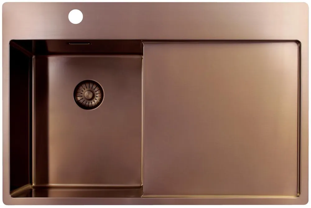 Pure.Sink Exclusivo Koppar liten diskbänk med avrinningsyta 78x52 cm Tapwing vänster PEX3478LT-62 Kampanjpris