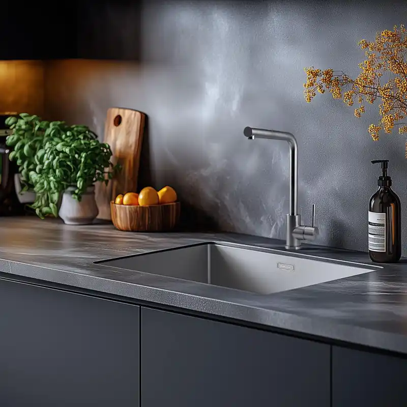 Billig Pure.Sink Prestige Kombinationsset Rostfritt stål diskbänk 50x40 cm med Rostfritt stål Kökskran 1208970762
