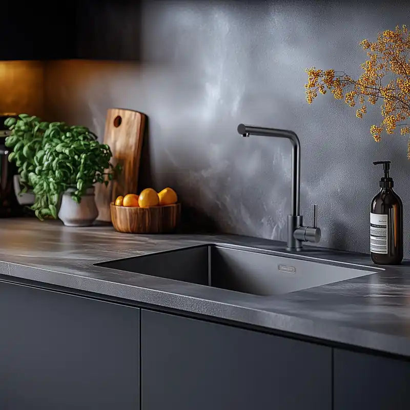 Begränsat antal Pure.Sink Prestige Kombinationsset Gun metal diskbänk 50x40 cm med Gun metal Kökskran 1208970763