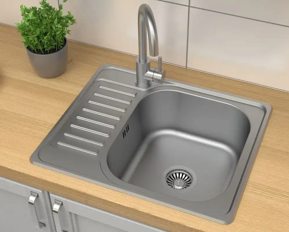 Aquadesign Rudolf rostfri diskho 580x480mm ovanpå med avloppsställ, vändbar 1208956288 Nyhet