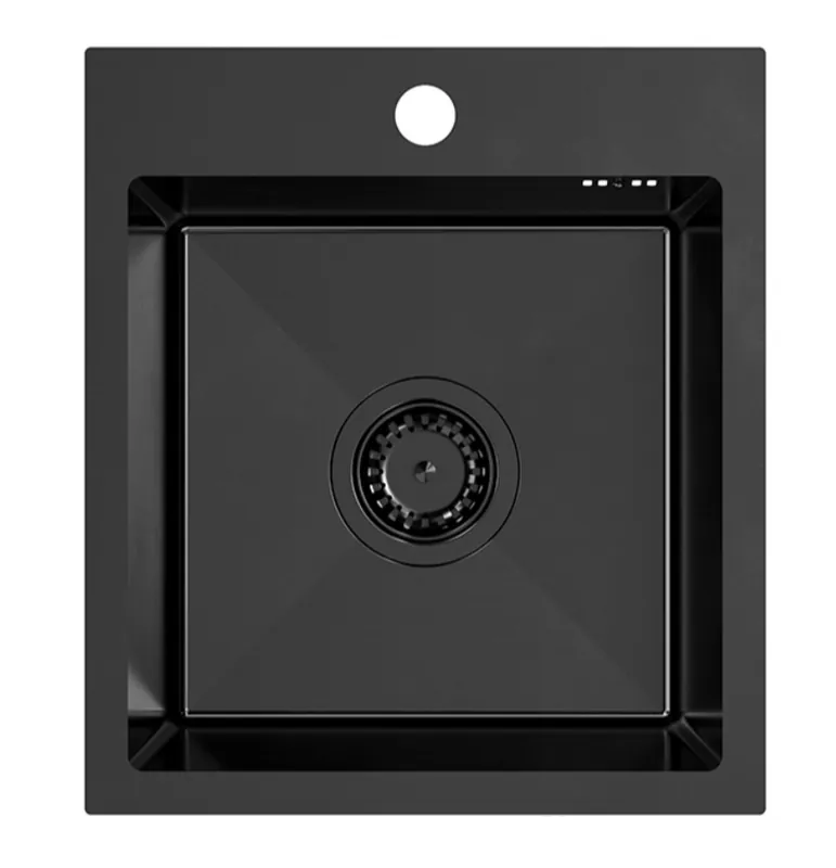 Snabb leverans Quadri Dixton 40 svart rostfri stål diskho med nano PVD 400x450 mm med kranhål uppbyggnad 1208967080