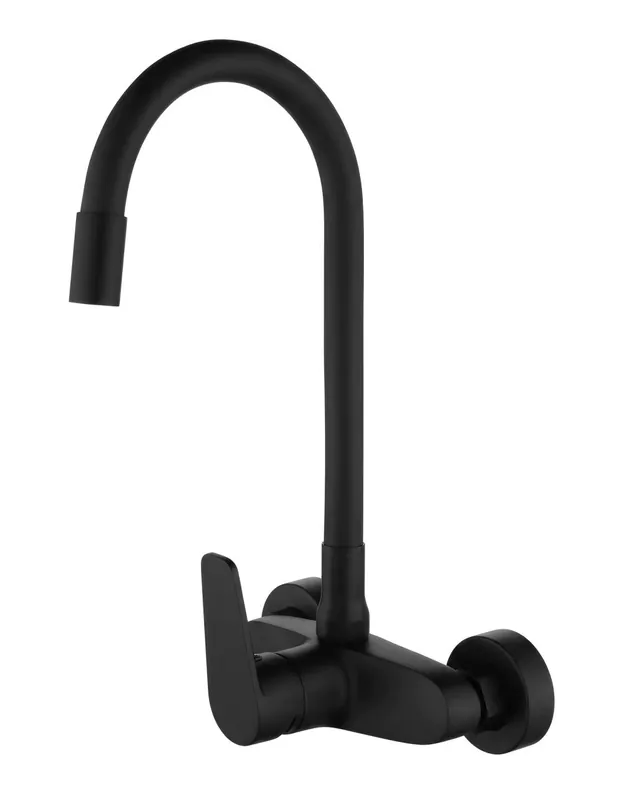 Erbjudandepris Aquanello Casa Väggmonterad köksblandare i svart med högt, flexibelt utlopp BL-1301-CS