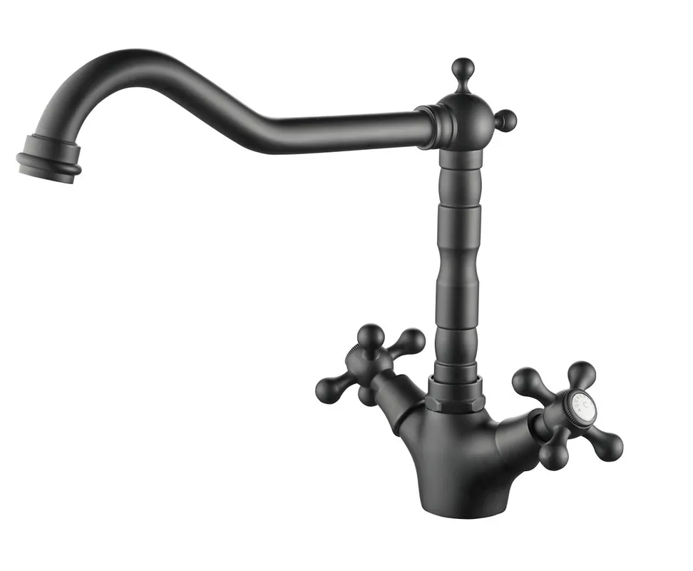 Aquanello Heritage Ascot Klassisk kökskran i nostalgisk stil, svart med vinklad pip BL-4002-HA Endast denna vecka
