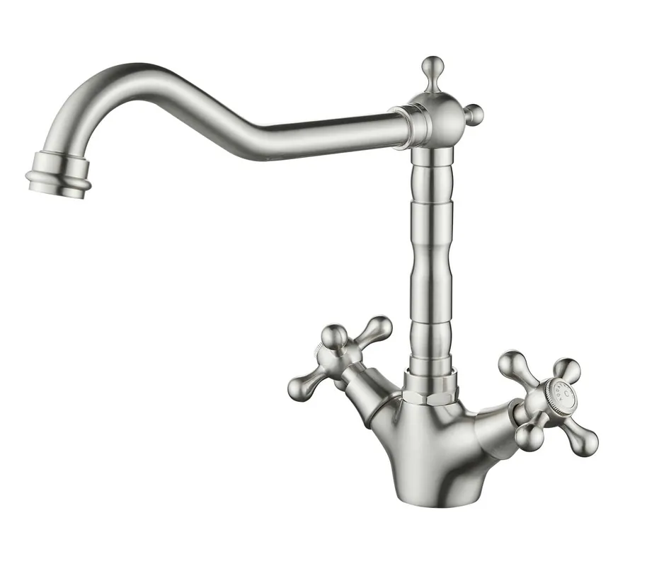 Beställ idag Aquanello Heritage Ascot Klassisk köksblandare i rostfritt stål med vinklad pip – NB-4002-HA