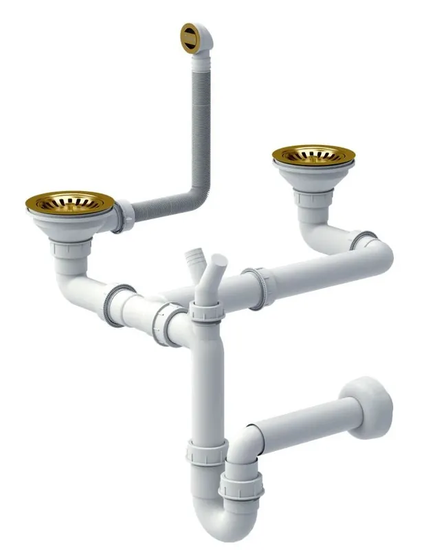 Quadri London guld dubbel avloppsset diskho inklusive bräddavlopp guld 1208956068 Billigare