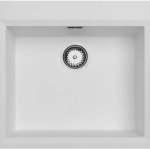 Vit inbyggnadsvask 58x53 cm med kranhål och rostfri plugg 1208956763 Köp nu