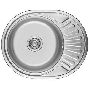 Ausmann Basic rostfri stål infällningsdiskbänk med avrinningsyta vändbar 57x45 cm inklusive sifon 1208956973 Extra rabatt