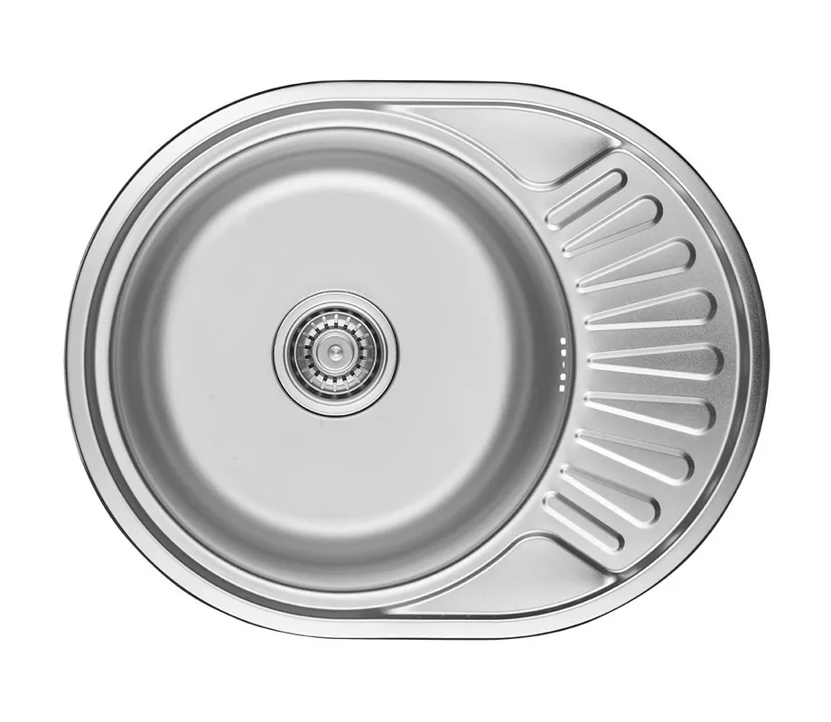 Ausmann Basic rostfri stål infällningsdiskbänk med avrinningsyta vändbar 57x45 cm inklusive sifon 1208956973 Extra rabatt