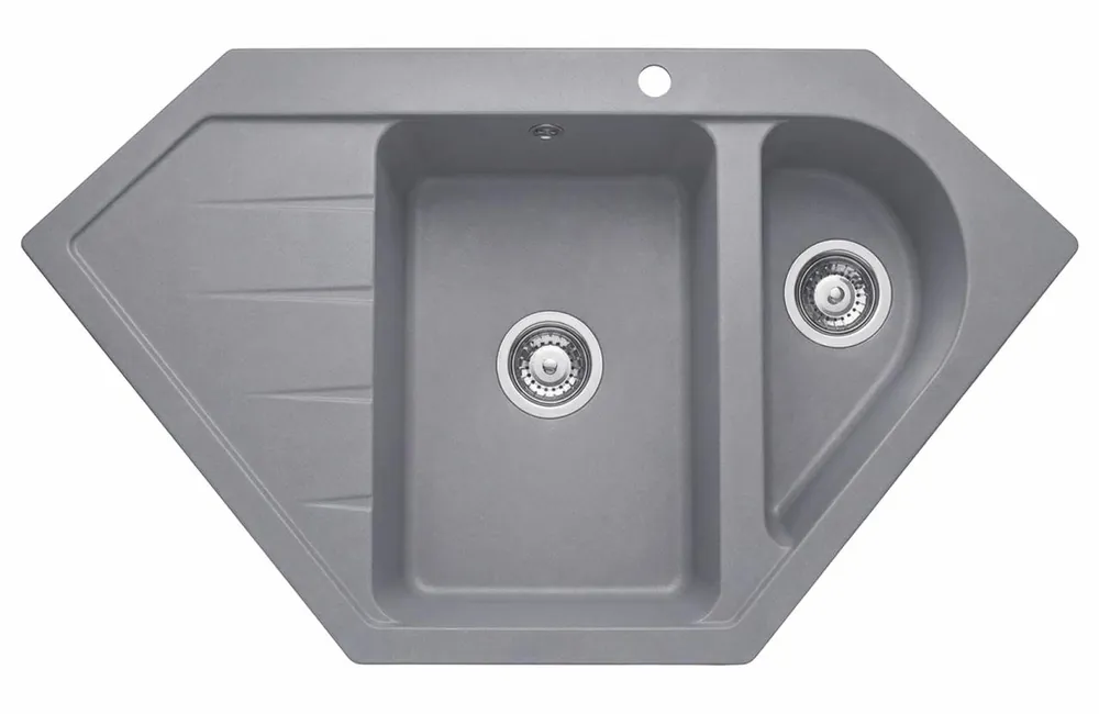 Utförsäljning Graniteland Amiata Granitgrå hörnspis 955 x 489 mm med rostfritt stålplugg 1208971419