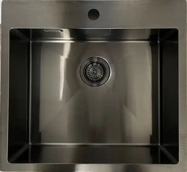 Beställ nu Ausmann Weser rostfri diskho antracit färg PVD Gun Metal 55x51 med kranhål undermontering planmontering och ovanmontering 067144