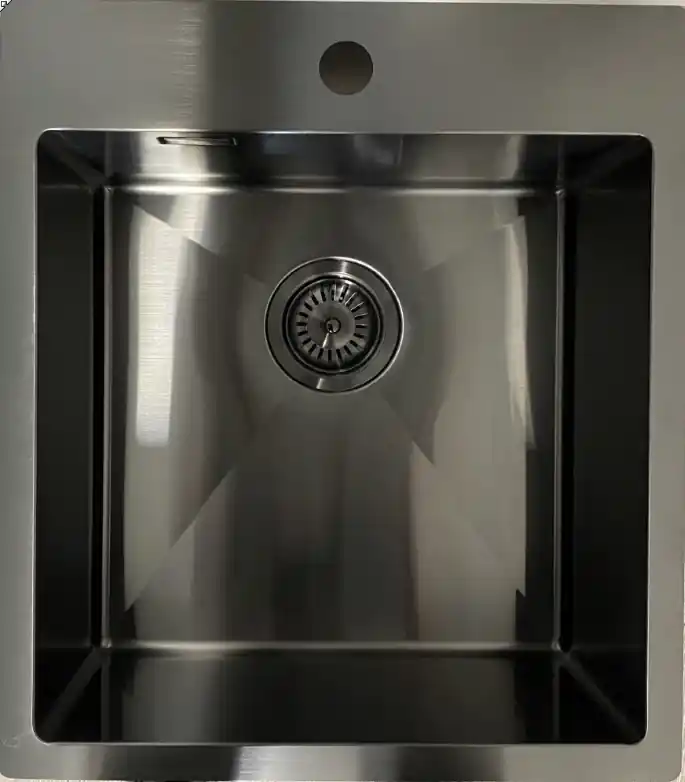 Ausmann Weser rostfri diskho antracit färg PVD Gun Metal 45x51 med kranhål undermontering planmontering och toppmontering 067120 Begränsat antal