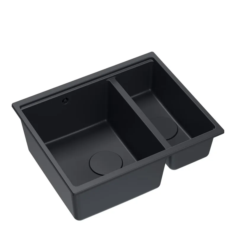Rabatter Quadri Newport II svart 1,5 diskho granit infälld och undermonterad diskho 555x460mm med rostfri plugg 1208957861