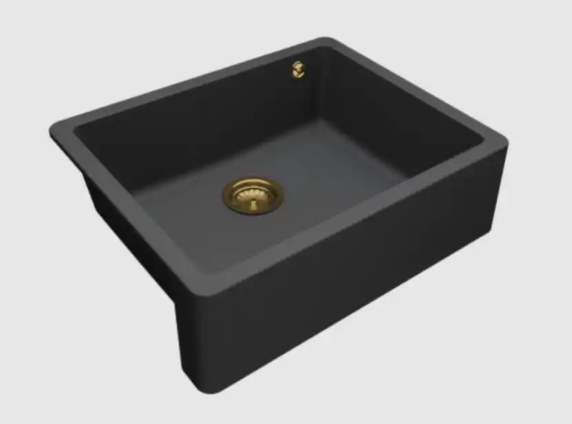 GraniteMy Traditionell Landsbygd Diskho Granitho 60x48 cm Svart Underbyggnad och Planmontering med Guldpropp 1208967938 Billig