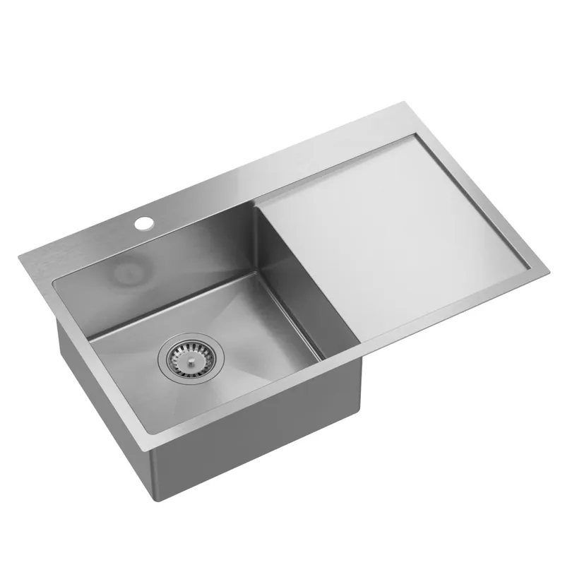 Kampanj Aquadesign Clara Diskho Rostfritt Stål med Vänster Sida Skål 78x48cm Infällning eller Planmontering med Diskställ, Kranhål och Rostfri Propp - 1208969497