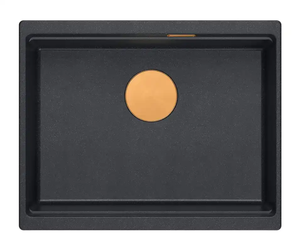 Begränsat erbjudande Quadri Newport II granit undermonterad antracit diskho 560x450mm med koppar plugg och avloppslock 1208967461