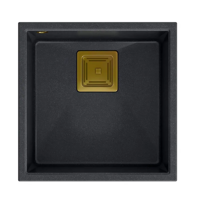Quadri Quadrangle antracitgranit undermonterad diskho 42x42cm med gulddräneringsplugg 1208967487 Begränsad tid
