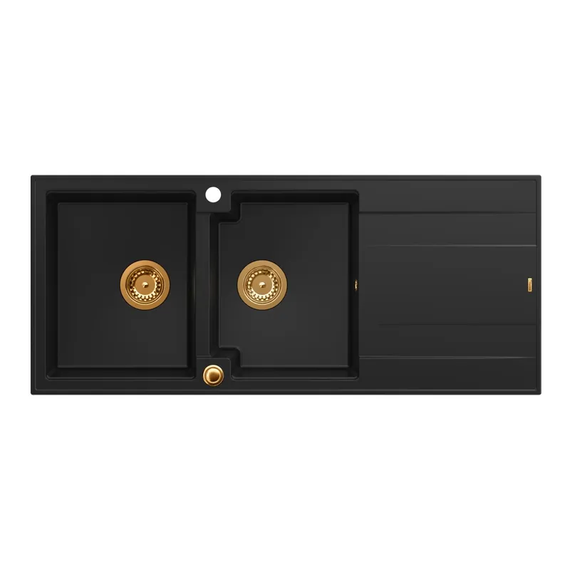 Quadri Luton inbyggd dubbel granitho svart med avrinning 116x50 cm med kopparplugg 1208967357 Beställ idag