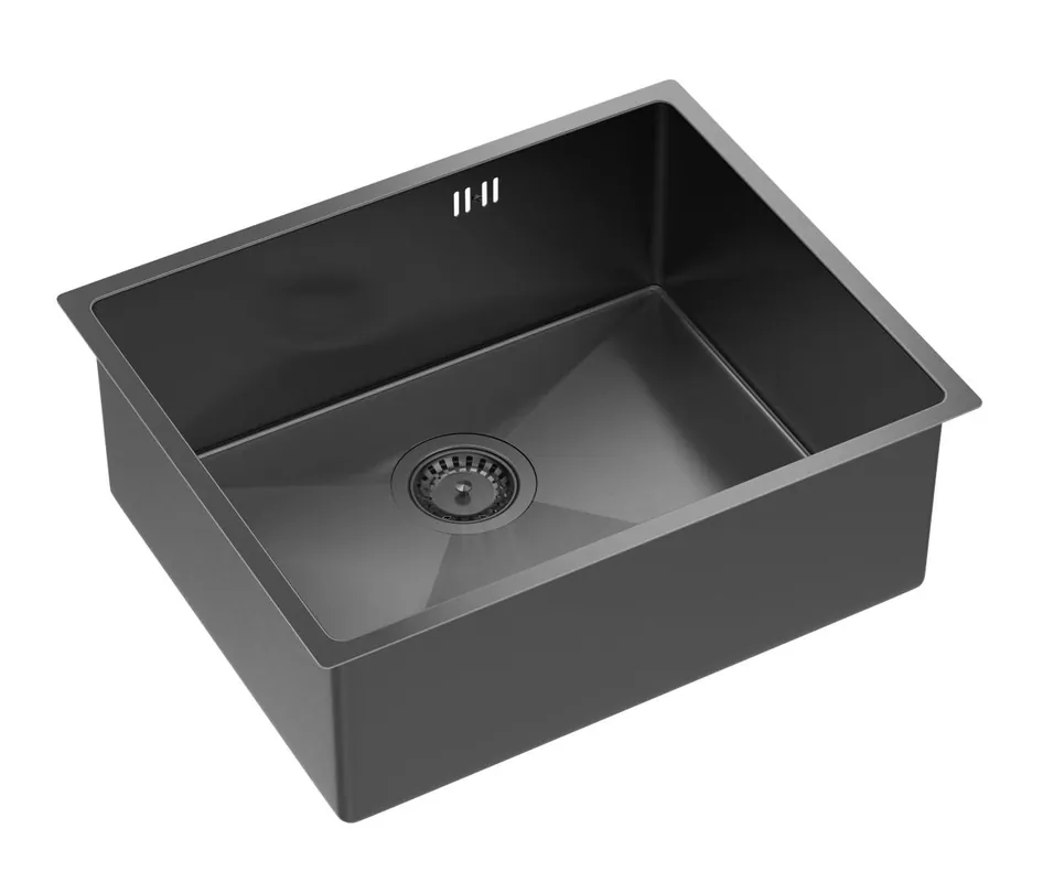 Premium Aquadesign Zara Diskho Gun Metal 54x44cm Undermontering, Planmontering och Ovanpå-montering med Gun Metal Plugg - 1208969511